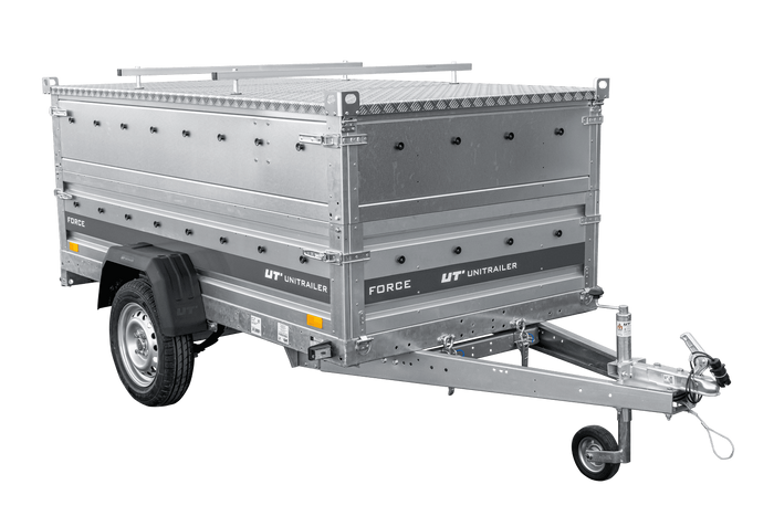 Einachsiger Anhänger auf Blattfedern 230×125 UNITRAILER FORCE 230/R KIPP mit BIS-Seitenwänden und Aluminiumabdeckung-Neu