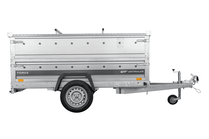 Einachsiger Anhänger auf Blattfedern 230×125 UNITRAILER FORCE 230/R KIPP mit BIS-Seitenwänden und Aluminiumabdeckung-Neu