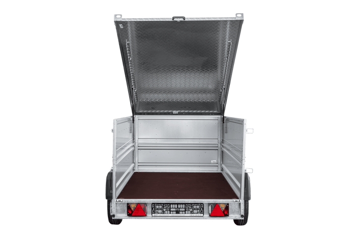 Einachsiger Anhänger auf Blattfedern 230×125 UNITRAILER FORCE 230/R KIPP mit BIS-Seitenwänden und Aluminiumabdeckung-Neu