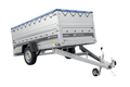 Einachsiger Anhänger auf Blattfedern 264×125 UNITRAILER FORCE 264/R KIPP mit BIS-Seitenwänden, H-0-Rahmen und blauer Plane-Neu