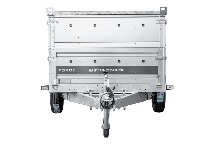 Einachsiger Anhänger auf Blattfedern 264×125 UNITRAILER FORCE 264/R KIPP mit BIS-Seitenwänden und Aluminiumabdeckung-Neu
