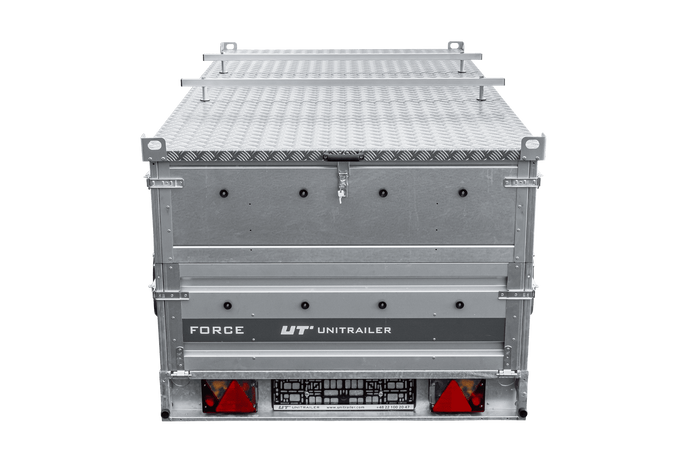 Einachsiger Anhänger auf Blattfedern 264×125 UNITRAILER FORCE 264/R KIPP mit BIS-Seitenwänden und Aluminiumabdeckung-Neu