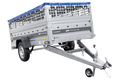 Einachsiger Anhänger auf Blattfedern 264×125 UNITRAILER FORCE 264/R KIPP mit Gitterseitenwänden, H-0-Rahmen und blauer Plane-Neu