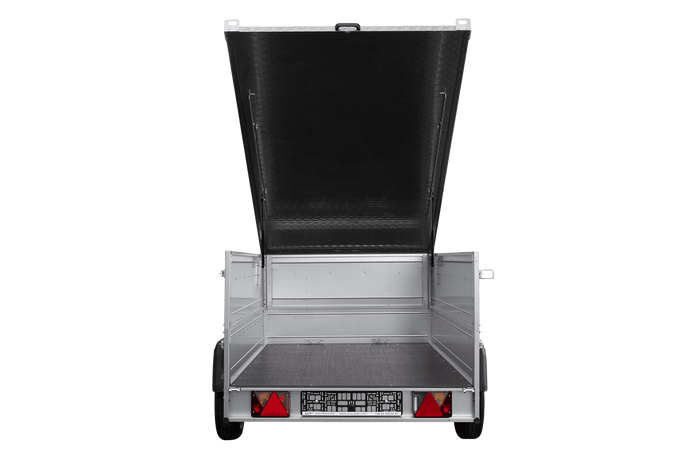 Einachsiger Anhänger auf Blattfedern 264×125 UNITRAILER GARDEN 264/R KIPP mit BIS-Seitenwänden und Aluminiumabdeckung-Neu
