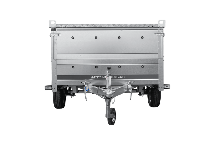 Einachsiger Anhänger auf Blattfedern 264×125 UNITRAILER GARDEN 264/R KIPP mit BIS-Seitenwänden und Aluminiumabdeckung-Neu