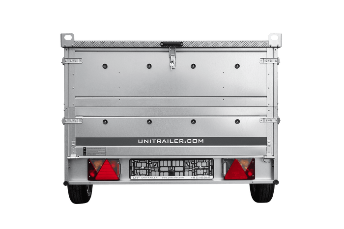 Einachsiger Anhänger auf Blattfedern 264×125 UNITRAILER GARDEN 264/R KIPP mit BIS-Seitenwänden und Aluminiumabdeckung-Neu