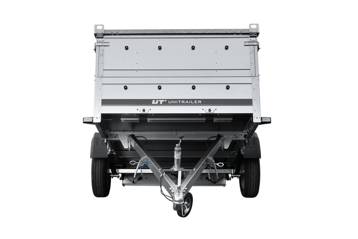 Einachsiger Anhänger auf Blattfedern 264×125 UNITRAILER GARDEN 264/R KIPP mit BIS-Seitenwänden und Aluminiumabdeckung-Neu