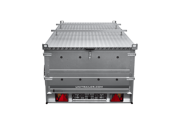 Einachsiger Anhänger auf Blattfedern 264×125 UNITRAILER GARDEN 264/R KIPP mit BIS-Seitenwänden und Aluminiumabdeckung-Neu