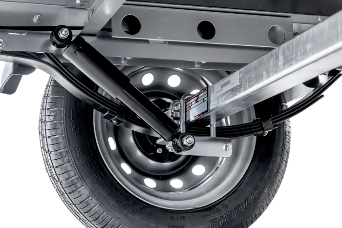 Einachsiger Anhänger auf Blattfedern 264×150 UNITRAILER GARDEN 265/R KIPP mit H-0-Rahmen und grauer Plane-Neu
