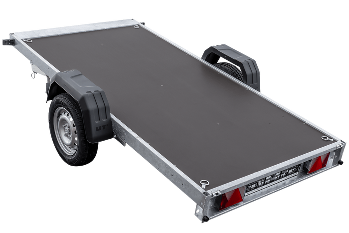 Einachsiger Anhänger mit Blattfedern 264×125 UNITRAILER FORCE 264/R KIPP mit H-1100 Spriegel und blauer Plane-Neu