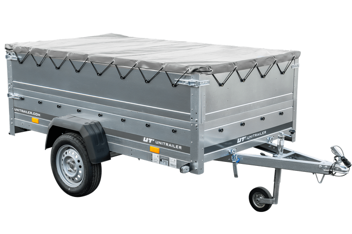 Faltbarer Anhänger GARDEN TRAILER 230 KIPP mit zusätzlichen Bordwänden, Stützrad und Flachplane-Neu