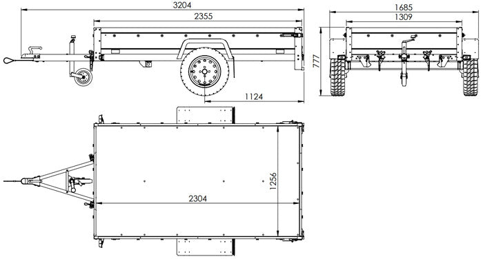 Faltbarer Anhänger GARDEN TRAILER 230 KIPP mit zusätzlichen Bordwänden, Stützrad und Flachplane-Neu