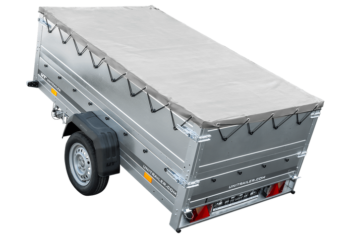 Faltbarer Anhänger GARDEN TRAILER 230 KIPP mit zusätzlichen Bordwänden, Stützrad und Flachplane-Neu