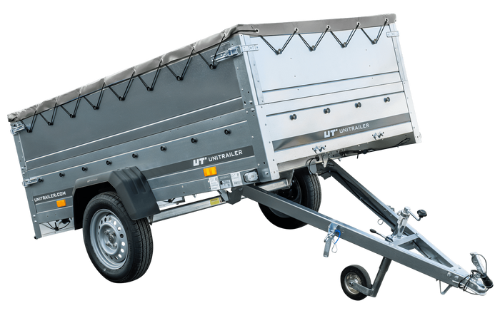 Faltbarer Anhänger GARDEN TRAILER 230 KIPP mit zusätzlichen Bordwänden, Stützrad und Flachplane-Neu