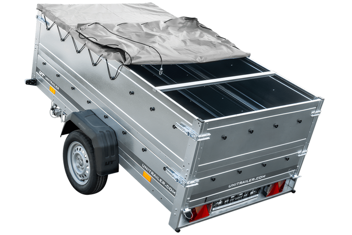 Faltbarer Pkw Anhänger Garden Trailer 230 KIPP mit zusätzlichen Bordwänden, Stützrad, Flachplane und Planenträgern]-Neu