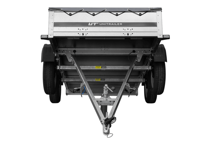 GARDEN TRAILER 264/2 KIPP MIT STÜTZRAD, GRAUE FLACHPLANE UND PLANENTRÄGER-Neu