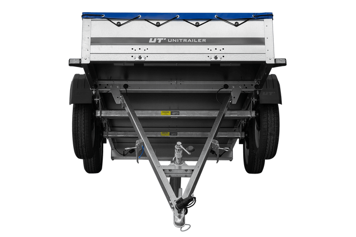 GARDEN TRAILER 264/2 KIPP MIT STÜTZRAD, PLANENTRÄGER UND BLAUER FLACHPLANE-Neu