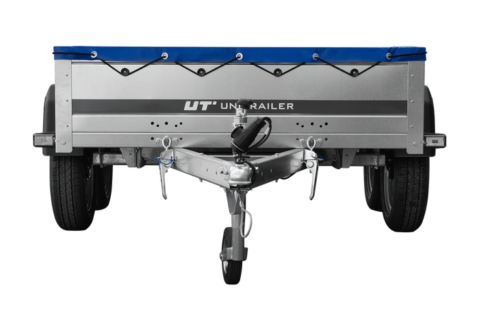GARDEN TRAILER 264/2 KIPP MIT STÜTZRAD, PLANENTRÄGER UND BLAUER FLACHPLANE-Neu
