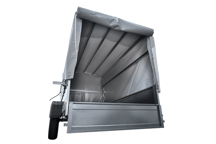 GARDEN TRAILER 264 KIPP MIT STÜTZRAD, H1100-HOCHSPRIEGEL UND GRAUER PLANE-Neu