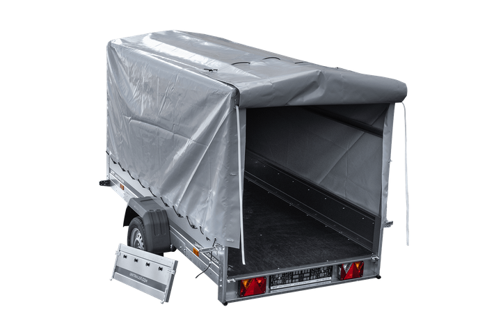 GARDEN TRAILER 264 KIPP MIT STÜTZRAD, H1100-HOCHSPRIEGEL UND GRAUER PLANE-Neu