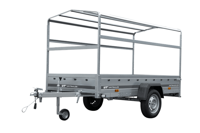 GARDEN TRAILER 264 KIPP MIT STÜTZRAD, H1100-HOCHSPRIEGEL UND GRAUER PLANE-Neu