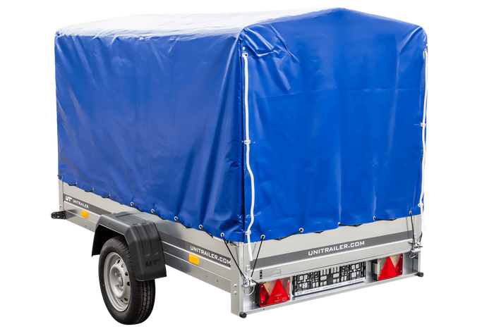 GARTENANHÄNGER 230 KIPP MIT STÜTZRAD, H-1100 RAHMEN UND BLAUER ABDECKUNG-Neu