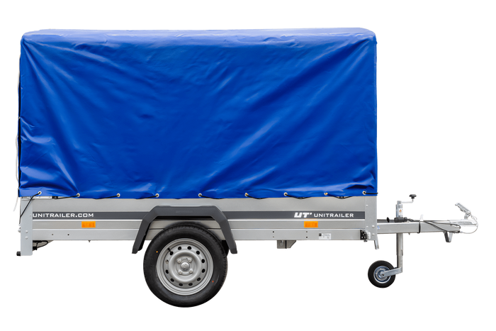GARTENANHÄNGER 230 KIPP MIT STÜTZRAD, H-1100 RAHMEN UND BLAUER ABDECKUNG-Neu