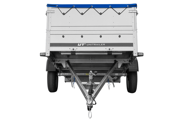 Großer Anhänger 750 kg GARDEN TRAILER 264 KIPP mit Bordwandaufsatz [zusätzliche 40 cm], Stützrad und blauer Flachplane-Neu