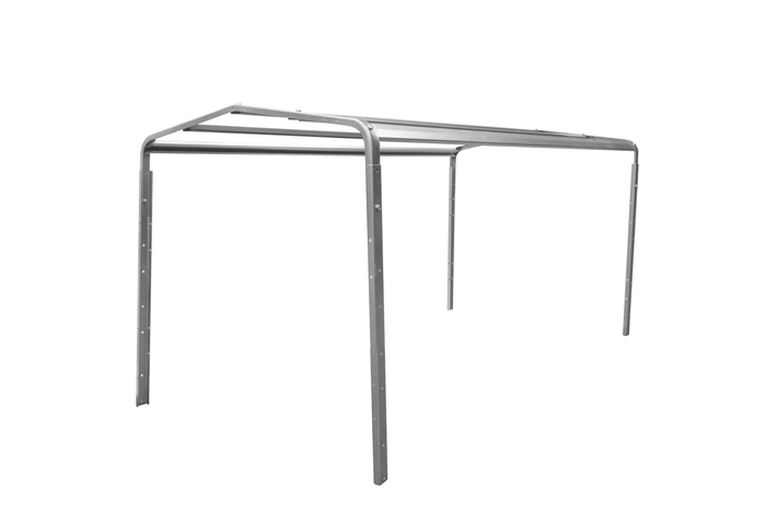 Anhänger 150 KIPP 150×106 cm [mit blauer Hochplane, Hochspriegel und Stützrad]-Neu
