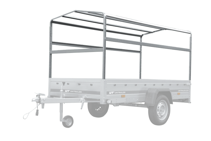 Zweiachsanhänger 264×150 UNITRAILER GARDEN 265/2 KIPP mit Rahmen H-1100 und blauer Plane-Neu