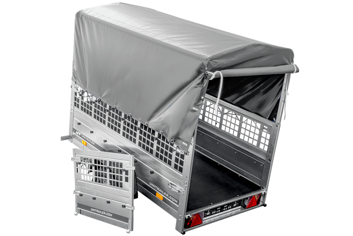 Kippanhänger Garden Trailer 200 KIPP 200×106 cm 750 kg mit Laubgitteraufsatz, Hochplane, Hochspriegel und Stützrad-Neu