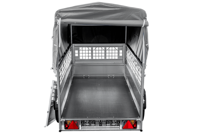 Kippanhänger Garden Trailer 200 KIPP 200×106 cm 750 kg mit Laubgitteraufsatz, Hochplane, Hochspriegel und Stützrad-Neu