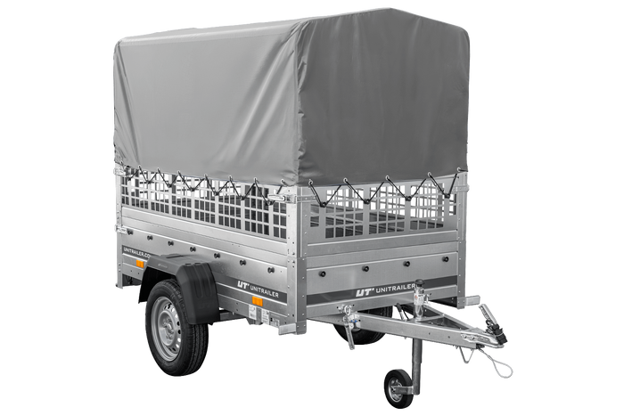 Kippanhänger Garden Trailer 200 KIPP 200×106 cm 750 kg mit Laubgitteraufsatz, Hochplane, Hochspriegel und Stützrad-Neu