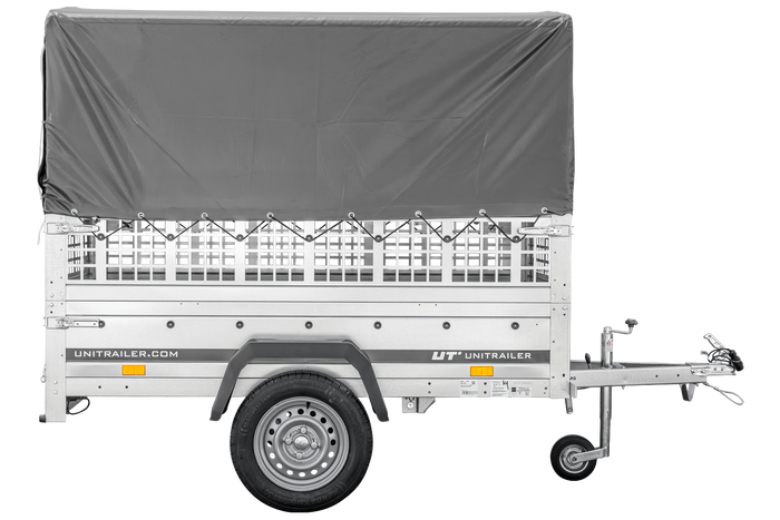 Kippanhänger Garden Trailer 200 KIPP 200×106 cm 750 kg mit Laubgitteraufsatz, Hochplane, Hochspriegel und Stützrad-Neu