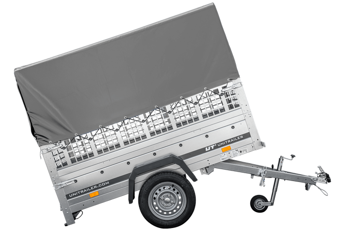 Kippanhänger Garden Trailer 200 KIPP 200×106 cm 750 kg mit Laubgitteraufsatz, Hochplane, Hochspriegel und Stützrad-Neu