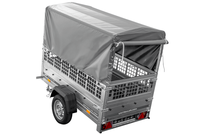 Kippanhänger Garden Trailer 200 KIPP 200×106 cm 750 kg mit Laubgitteraufsatz, Hochplane, Hochspriegel und Stützrad-Neu