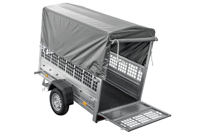 Kippanhänger Garden Trailer 200 KIPP 200×106 cm 750 kg mit Laubgitteraufsatz, Hochplane, Hochspriegel und Stützrad-Neu