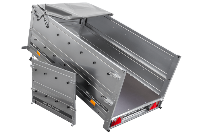 Kippbarer Pkw Anhänger GARDEN TRAILER 200 KIPP mit zusätzlichen Bordwänden, Stützrad und Flachplane-Neu