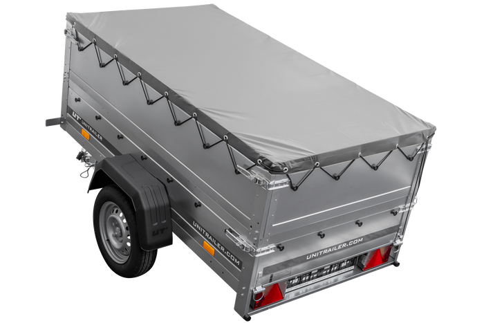 Kippbarer Pkw Anhänger GARDEN TRAILER 200 KIPP mit zusätzlichen Bordwänden, Stützrad und Flachplane-Neu