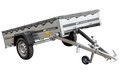 Kipper Pkw Anhänger Garden Trailer 230 KIPP [230 cm x 125 cm] mit Flachplane, Stützrad und Planenträger-Neu