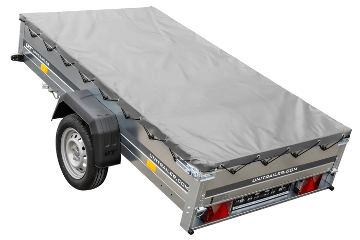 Kipper Pkw Anhänger Garden Trailer 230 KIPP [230 cm x 125 cm] mit Flachplane, Stützrad und Planenträger-Neu