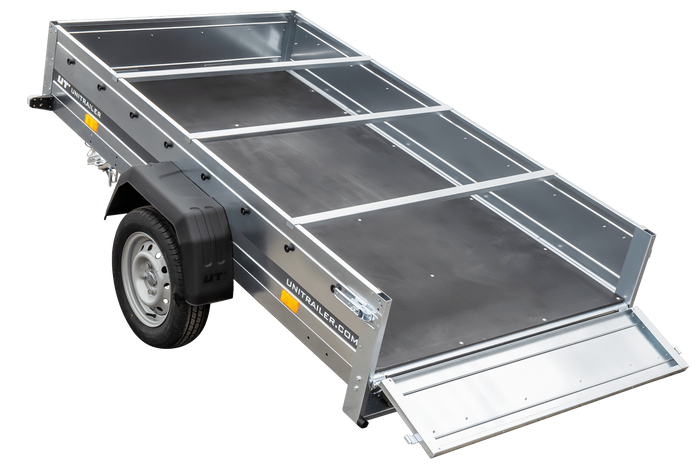 Kipper Pkw Anhänger Garden Trailer 230 KIPP [230 cm x 125 cm] mit Flachplane, Stützrad und Planenträger-Neu