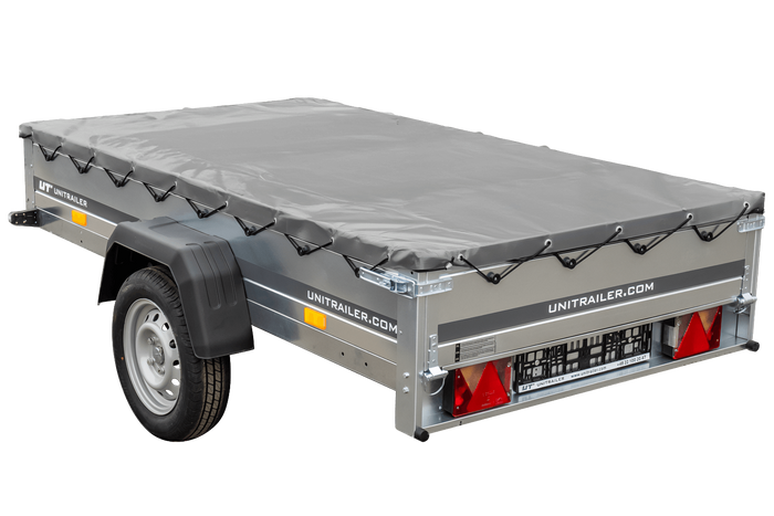 Kipper Pkw Anhänger Garden Trailer 230 KIPP [230 cm x 125 cm] mit Flachplane, Stützrad und Planenträger-Neu