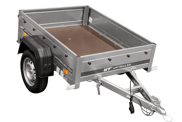 Anhänger 150 KIPP 150×106 cm [mit blauer Hochplane, Hochspriegel und Stützrad]-Neu