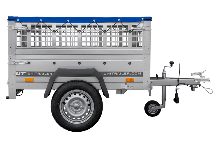 Kompakter Anhänger Garden Trailer 150 KIPP 150×106 cm 750 kg mit Laubgitteraufsatz-Neu