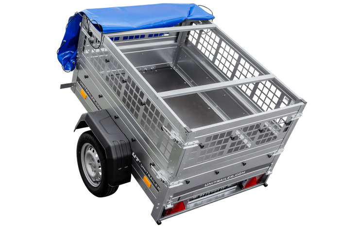 Kompakter Anhänger Garden Trailer 150 KIPP 150×106 cm 750 kg mit Laubgitteraufsatz-Neu