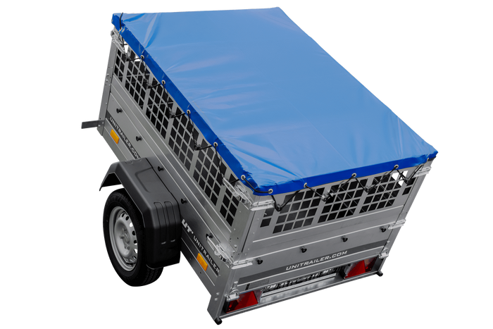 Kompakter Anhänger Garden Trailer 150 KIPP 150×106 cm 750 kg mit Laubgitteraufsatz-Neu