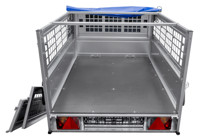 Kompakter Anhänger Garden Trailer 150 KIPP 150×106 cm 750 kg mit Laubgitteraufsatz-Neu
