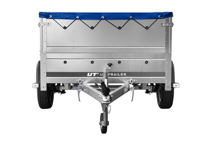 Leichtanhänger auf Blattfedern 200×125 UNITRAILER GARDEN 201/R KIPP mit BIS-Seiten, H-0-Rahmen und blauer Plane-Neu