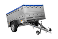 Leichtanhänger auf Blattfedern 200×125 UNITRAILER GARDEN 201/R KIPP mit BIS-Seiten, H-0-Rahmen und blauer Plane-Neu